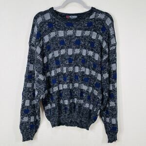 Vintage 80s 90s Square Woven Pullover Grandpa Sweater Skater Grunge Retro M